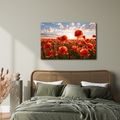 TABLEAU SUR TOILE – COQUELICOTS AU COUCHER DU SOLEIL - TABLEAUX DE CHAMPS ET PRAIRIES - TABLEAUX