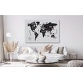 DECORATIVE PINBOARD UNIQUE BLACK AND WHITE MAP - PICTURES ON CORK - PICTURES