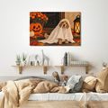 QUADRO SU TELA – CAGNOLINO FANTASMA CON ZUCCA - QUADRI HALLOWEEN E HORROR - STAMPE E QUADRI