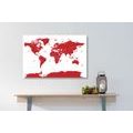 CANVAS PRINT WORLD MAP WITH INDIVIDUAL STATES IN RED - PICTURES OF MAPS - PICTURES