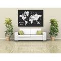 CANVAS PRINT BLACK AND WHITE UNIQUE WORLD MAP - PICTURES OF MAPS - PICTURES