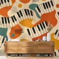 TAPETE BUNTE ABSTRAKTION MIT KLAVIERTASTEN - MUSIK FOTOTAPETEN - TAPETEN