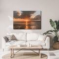 TABLEAU SUR TOILE – COUCHER DE SOLEIL SUR LA MER - TABLEAUX LEVER ET COUCHER DE SOLEIL - TABLEAUX
