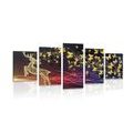 5-PIECE CANVAS PRINT BEAUTIFUL DEER WITH BUTTERFLIES - PICTURES OF ANIMALS{% if product.category.pathNames[0] != product.category.name %} - PICTURES{% endif %}