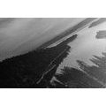 CANVAS PRINT LAKE AT SUNSET IN BLACK AND WHITE - BLACK AND WHITE PICTURES - PICTURES