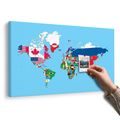 OBRAZ NA KORKU MAPA SVĚTA S VLAJKAMI - OBRAZY NA KORKU - OBRAZY