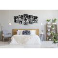 5-PIECE CANVAS PRINT ARTISTIC SKULL IN BLACK AND WHITE - BLACK AND WHITE PICTURES - PICTURES