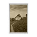 POSTER HOUSE ON A CLIFF IN SEPIA - BLACK AND WHITE - POSTERS