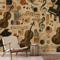 SELBSTKLEBENDE FOTOTAPETE VINTAGE MUSIKINSTRUMENTE UND NOTEN - MUSIK FOTOTAPETEN - TAPETEN