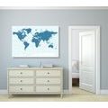 CANVAS PRINT POLITICAL MAP OF THE WORLD IN BLUE - PICTURES OF MAPS - PICTURES