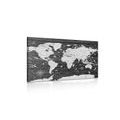 CANVAS PRINT BLACK AND WHITE MAP ON A WOODEN BACKGROUND - PICTURES OF MAPS - PICTURES