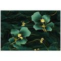 TAPETE LUXURIÖSE GRÜN-GOLDENE BLUME - TAPETEN MIT BLUMENMOTIVEN - TAPETEN