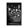 POSTER BEAUTIFUL DEER WITH BUTTERFLIES IN BLACK AND WHITE - BLACK AND WHITE - POSTERS