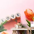 SELF ADHESIVE WALL MURAL CUBES WITH THE INSCRIPTION LOVE - SELF-ADHESIVE WALLPAPERS - WALLPAPERS