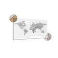 DECORATIVE PINBOARD CLASSIC BLACK AND WHITE MAP - PICTURES ON CORK - PICTURES