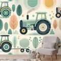 SAMOLJEPLJIVA TAPETA DJEČJI TRAKTORI U PASTELNIM BOJAMA - TAPETE - 🔥 TOTALNA RASPRODAJA