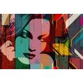 CANVAS PRINT PORTRAIT OF A WOMAN ON A COLORED BACKGROUND - POP ART PICTURES - PICTURES