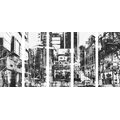 5-PIECE CANVAS PRINT ABSTRACT CITYSCAPE IN BLACK AND WHITE - BLACK AND WHITE PICTURES - PICTURES