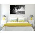 CANVAS PRINT SUNRISE ON A CARIBBEAN BEACH IN BLACK AND WHITE - BLACK AND WHITE PICTURES - PICTURES