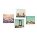 CANVAS PRINT SET OF CITIES IN SOFT TONES - SET OF PICTURES - PICTURES