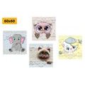 CANVAS PRINT SET ANIMALS IN CHILDREN'S DESIGN - SET OF PICTURES - PICTURES