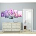 5-PIECE CANVAS PRINT MAGICAL LAVENDER FLOWERS - PICTURES FLOWERS - PICTURES