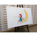 CANVAS PRINT MAGICAL FAIRY ON THE MOON - CHILDRENS PICTURES - PICTURES