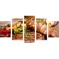 5-PIECE CANVAS PRINT GRILLED BEEF STEAK - PICTURES OF FOOD AND DRINKS - PICTURES