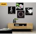 CANVAS PRINT SET FENG SHUI ON A BLACK BACKGROUND - SET OF PICTURES - PICTURES