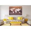 CANVAS PRINT DECENT MAP WITH A WOODEN BACKGROUND - PICTURES OF MAPS - PICTURES