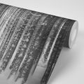 WALL MURAL BLACK AND WHITE FOREST COVERED IN SNOW - BLACK AND WHITE WALLPAPERS - WALLPAPERS