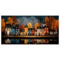OBRAZ VÁNOČNÍ OSVĚTLENÉ DOMY - BAREVNÉ DOMY - OBRAZY