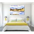 CANVAS PRINT VILLAGE BY THE RIVER - PICTURES OF NATURE AND LANDSCAPE - PICTURES