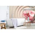 TAPETE MEERESSAND UND ROSA ORCHIDEE - TAPETEN MIT FENG SHUI-MOTIVEN - TAPETEN