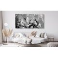 CANVAS PRINT PAINTED PEONIES IN A MODERN BLACK AND WHITE - BLACK AND WHITE PICTURES - PICTURES