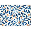 ZELFKLEVEND FOTOBEHANG BLAUWE TAKJES MET ORANJE VRUCHTEN - FOTOBEHANG BLOEMEN - FOTOBEHANG