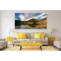 CANVAS PRINT LAKE UNDER THE HILLS - PICTURES OF NATURE AND LANDSCAPE - PICTURES