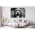 CANVAS PRINT ILLUSTRATION OF A DOG IN BLACK AND WHITE - BLACK AND WHITE PICTURES - PICTURES