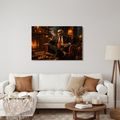 QUADRO SU TELA – SCHELETRO IN POLTRONA CON SIGARO - QUADRI HALLOWEEN E HORROR - STAMPE E QUADRI