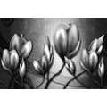 CANVAS PRINT FLOWERS IN ETHNIC STYLE IN BLACK AND WHITE - BLACK AND WHITE PICTURES - PICTURES