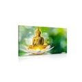 CANVAS PRINT GOLDEN BUDDHA ON A LOTUS FLOWER - PICTURES FENG SHUI - PICTURES