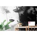 SELF ADHESIVE WALLPAPER FASHIONABLE FEMALE PORTRAIT IN BLACK AND WHITE - SELF-ADHESIVE WALLPAPERS - WALLPAPERS