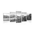 5-PIECE CANVAS PRINT FROZEN MOUNTAINS IN BLACK AND WHITE - BLACK AND WHITE PICTURES - PICTURES