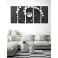 5-TEILIGES WANDBILD HARMONISCHES SYMBOL YIN UND YANG - SCHWARZ-WEISSE BILDER - BILDER