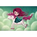 CANVAS PRINT LITTLE GIRL WITH A UNICORN - CHILDRENS PICTURES - PICTURES