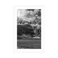 AFFICHE AVEC MONTURE PAYSAGE DE MONTAGNE MAJESTUEUX EN NOIR ET BLANC - NOIR ET BLANC - AFFICHES