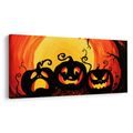 WANDBILD UNHEIMLICHE KÜRBISSE UNTER DEM MOND - HALLOWEEN- UND HORROR-BILDER - BILDER