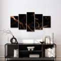 5-DÍLNÝ OBRAZ ZLATÉ ŽÍLY V TEMNOTĚ - MARBLE PICTURES - PICTURES