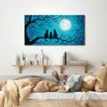 WANDBILD NÄCHTLICHE KATZEN IN BLAU - HALLOWEEN- UND HORROR-BILDER - BILDER