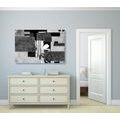 CANVAS PRINT ABSTRACTION IN BLACK AND WHITE - BLACK AND WHITE PICTURES - PICTURES
